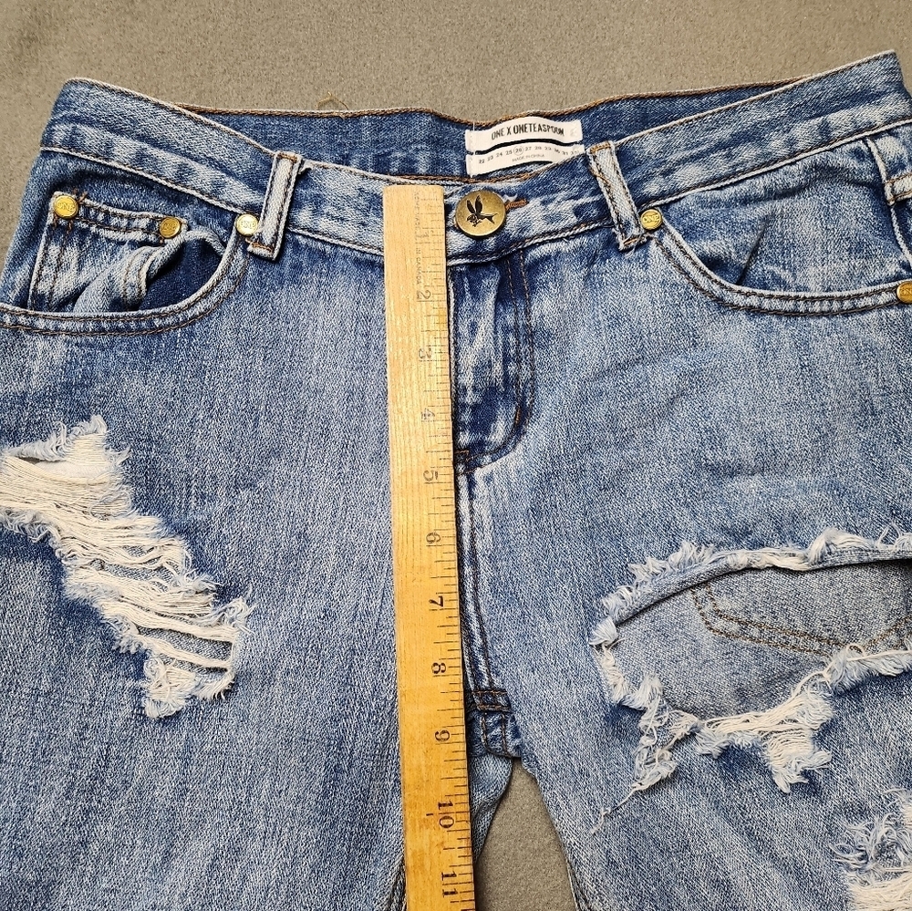 đ
șOne Teaspoon Awesome Baggies Distressed Boyfriend Jean Sz 26 - Picture 11 of 13